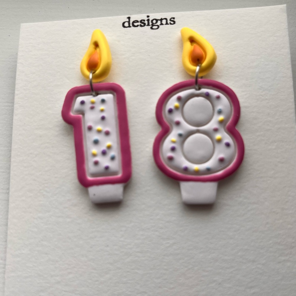 Numbers 18 in Candle Pierced Earrings - New!